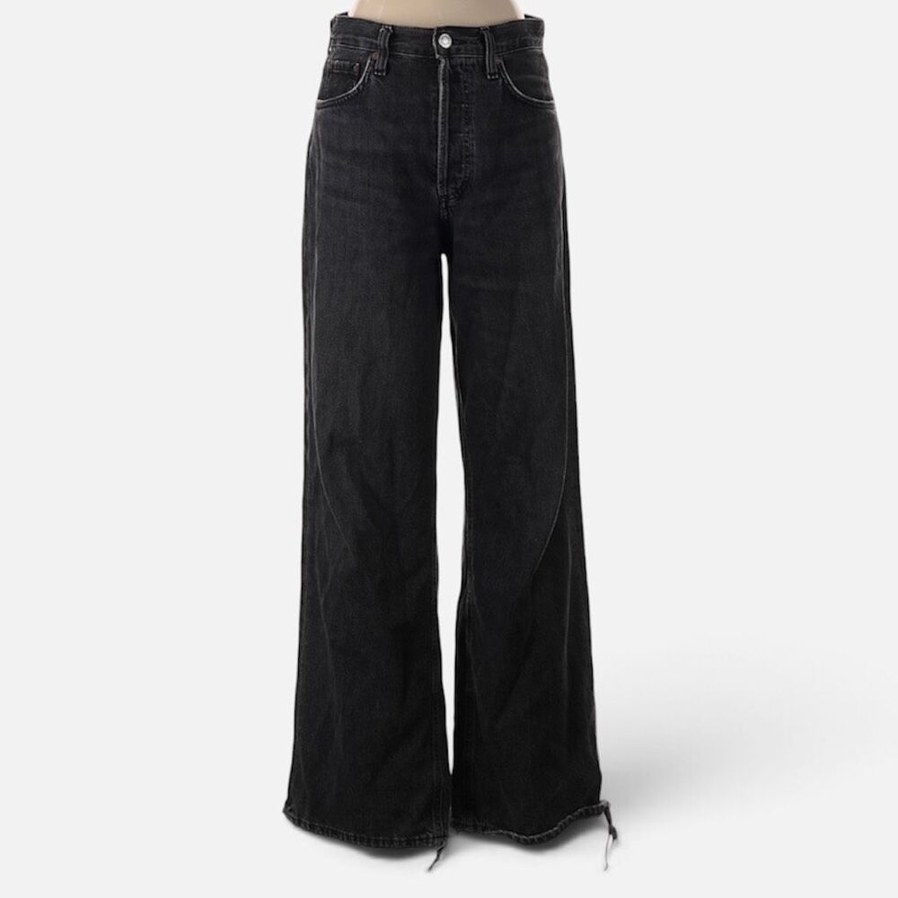 Agolde Low Slung Baggy Jeans Waisted Wide Leg Black Vintage 24”